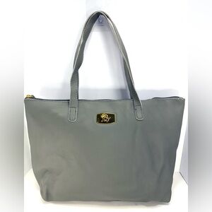 NWOT - Joy Mangano Genuine Gray Leather Tote with Gold Detail